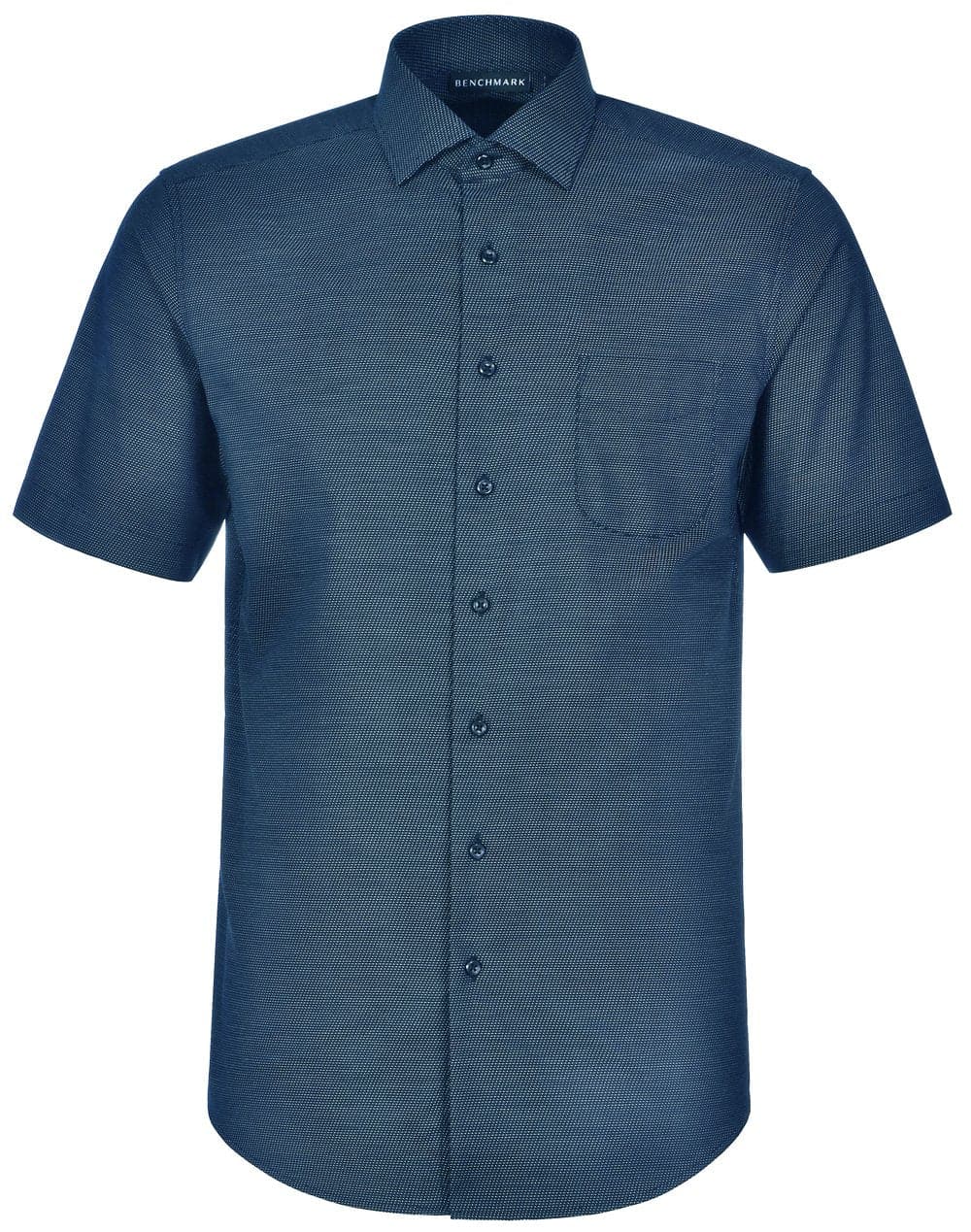Mens Dot Jacquard Stretch Short Sleeve Ascot Shirt M7400S Casual Wear Winning Spirit Ocean Blue XS